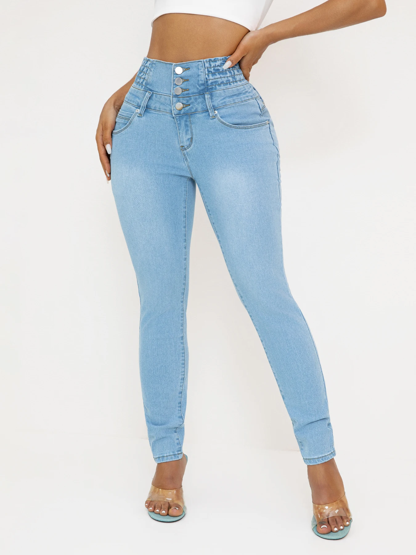 Jean en denim stretch taille haute – Image 2
