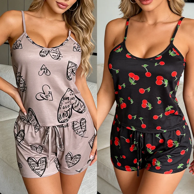 Ensemble de pyjama pour femme à motifs floraux