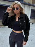 Veste courte en jean pour femme