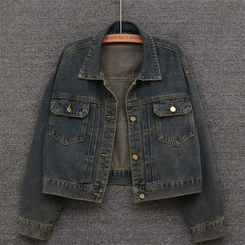 Veste courte en jean bleu pour femme – Image 5