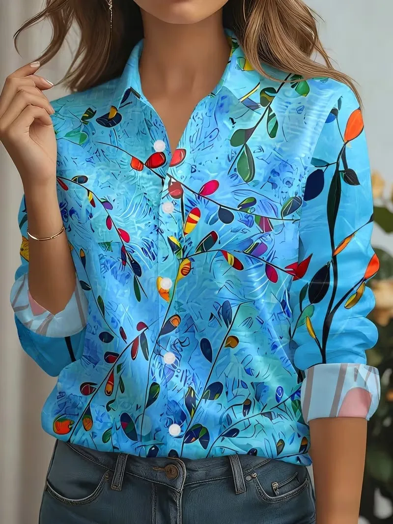 Blouse pour femme automne – Imprimé floral 3D – Image 2