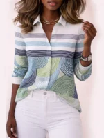 Chemise vintage pour femme à col et motif