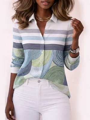 Chemise vintage pour femme à col et motif