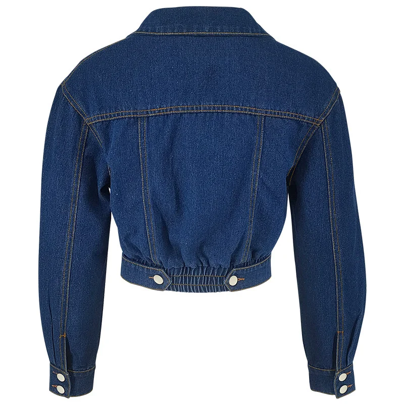 Veste courte en jean pour femme, taille haute – Image 2