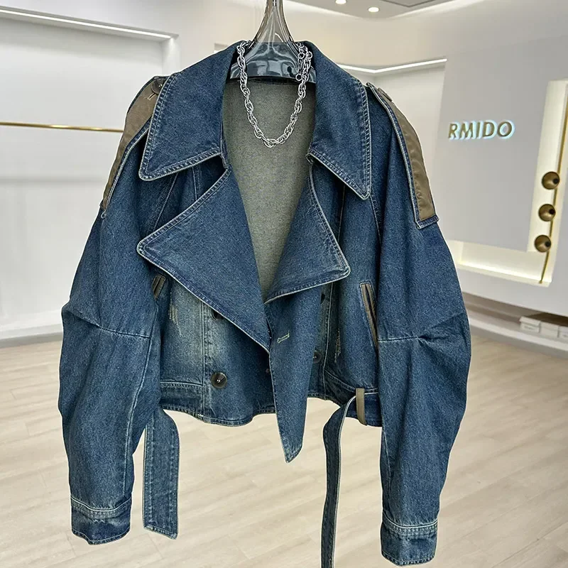 Veste courte en jean bleu pour femme – Image 4