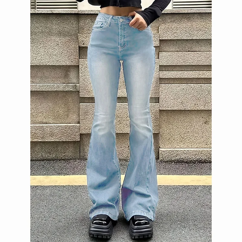 Jean évasé taille haute extensible pour femme – Image 4