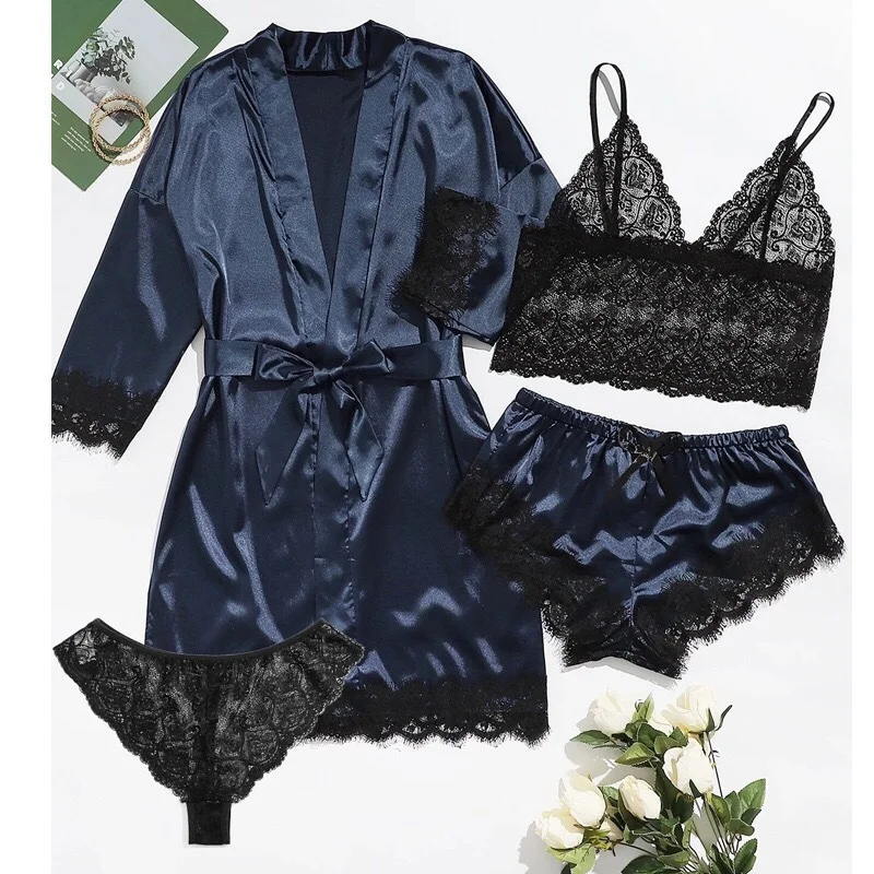 Ensemble de pyjama sexy 4 pièces pour femme – Image 4