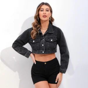 Veste courte en jean pour femme