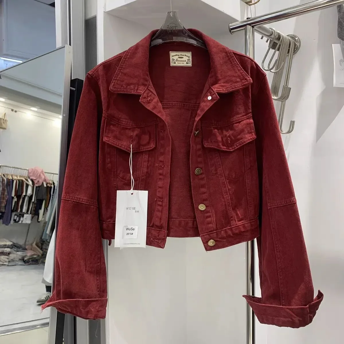 Veste courte en jean bleu pour femme – Image 3